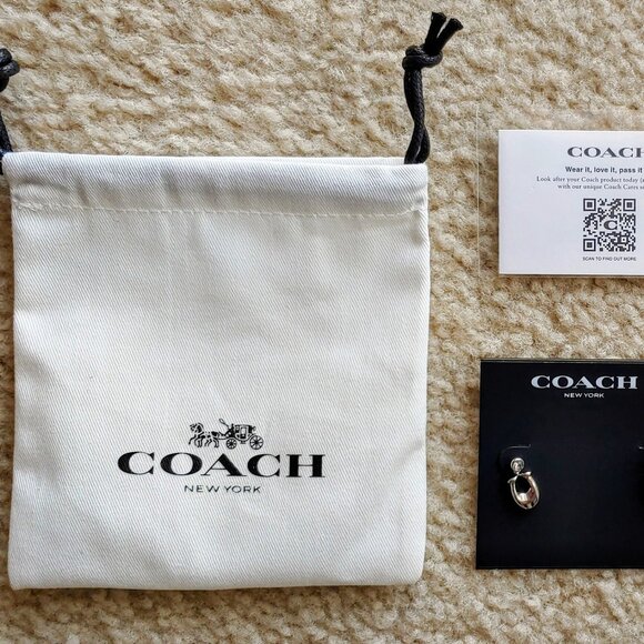 Coach of New York Signature "C" Crystal Dangle Drop Earrings. - Picture 1 of 4